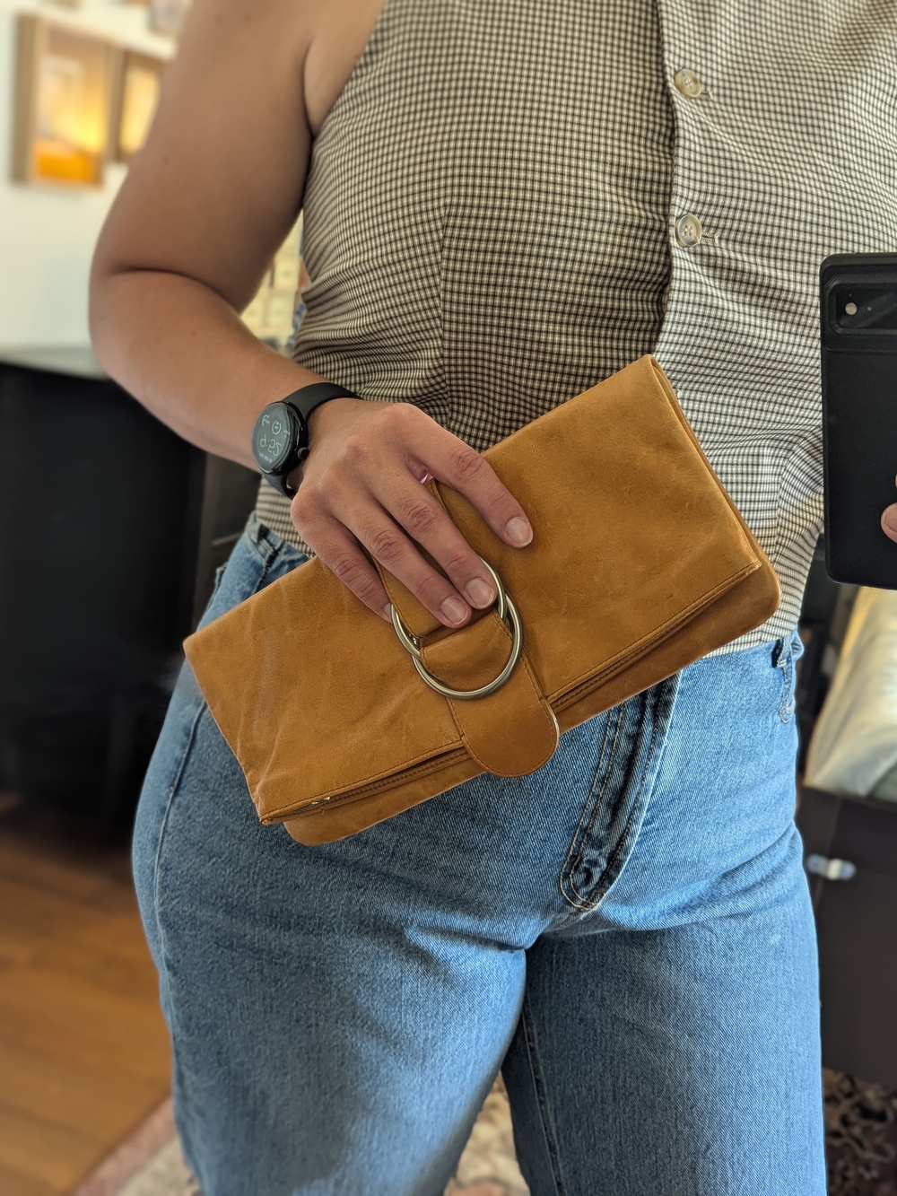 Vintage Hobo Leather Envelope Clutch